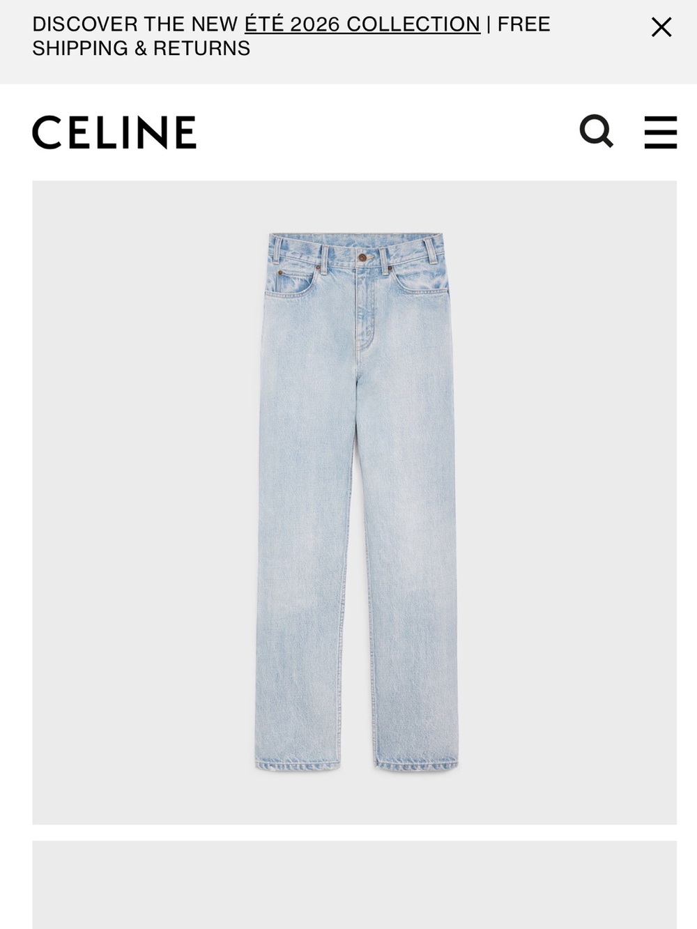 Celine Margaret jeans in Anglaise denim Wash, 25